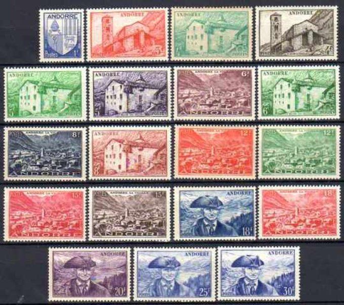 Andorre Français 1948-51 - Yvert n° 119 à 137 neuf ** luxe MNH