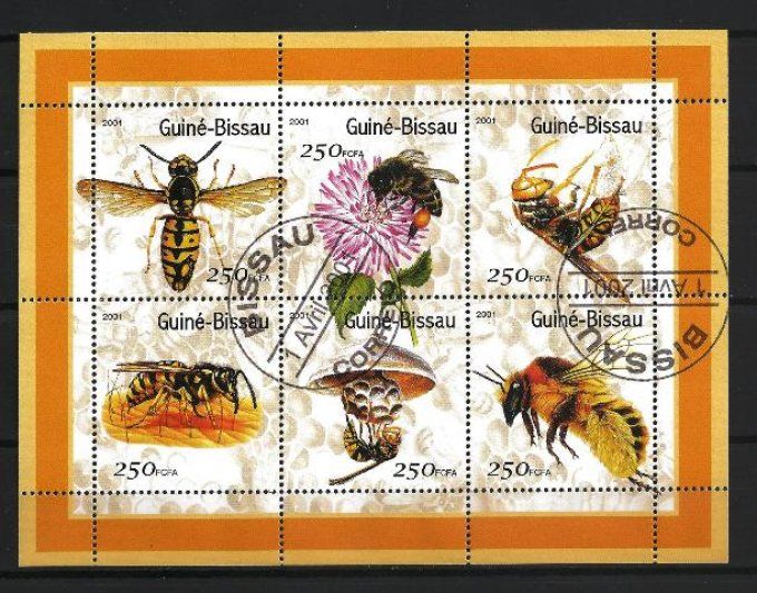 Guinée Bissau 2001 (ins13) série complète de 6 timbres oblitérés en feuillet