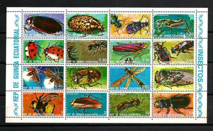 Guinée Equatoriale 1978 (ins14) série complète de 16 timbres oblitérés en feuillet