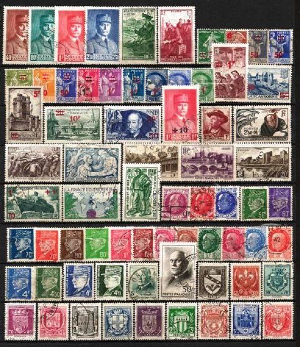 Année complète France 1941 timbres oblitéré