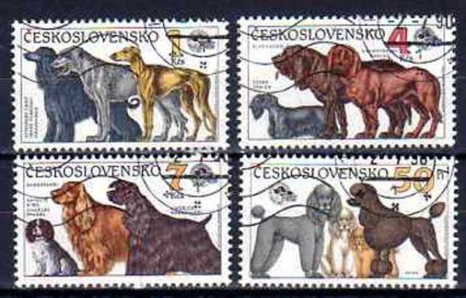 Tchécoslovaquie 1990 (chien24) série complète de 4 timbres oblitérés