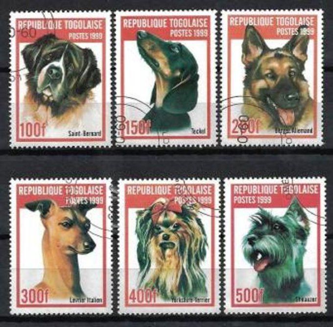 Togo 1999 (chien25) série complète de 6 timbres oblitérés 