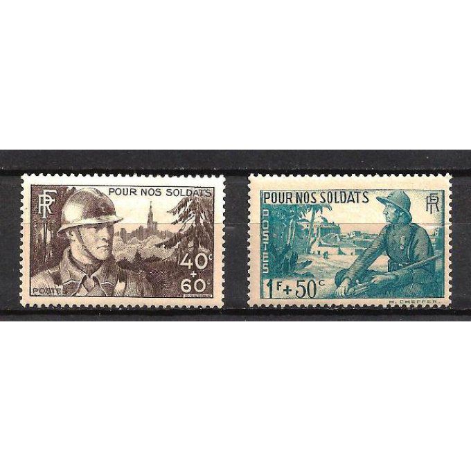 France 1940 - Yvert n° 451 et 452 neufs ** luxe MNH