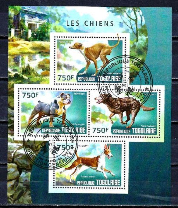 Togo 2014 (chien60) série complète de 4 timbres oblitérés