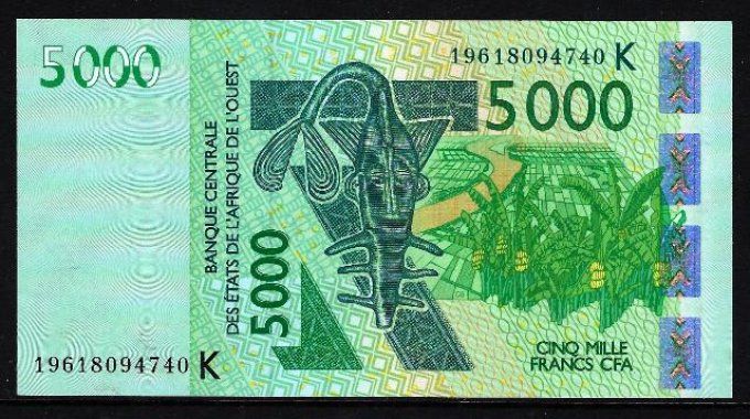 Billet de collection Etats Afrique de l'ouest Sénégal 5000 francs année 2019 pick 717s UNC