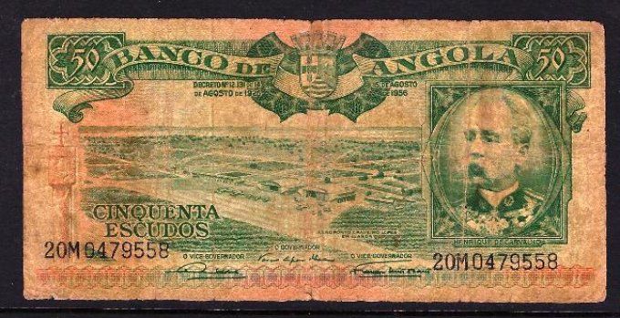 Billet de collection Angola 50 Escudos 1956 pick 88 occasion Very Fine