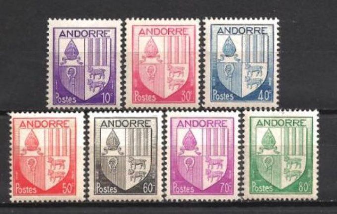 Andorre Français 1944-46 - Yvert n° 93 à 99 neuf ** luxe MNH