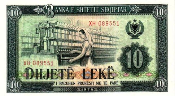 Billet d'Albanie 10 Lekë 1976 pick 43 UNC