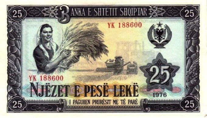 Billet d'Albanie 25 Lekë 1976 pick 44 UNC