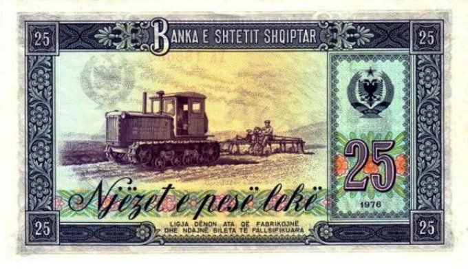 Billet d'Albanie 25 Lekë 1976 pick 44 UNC