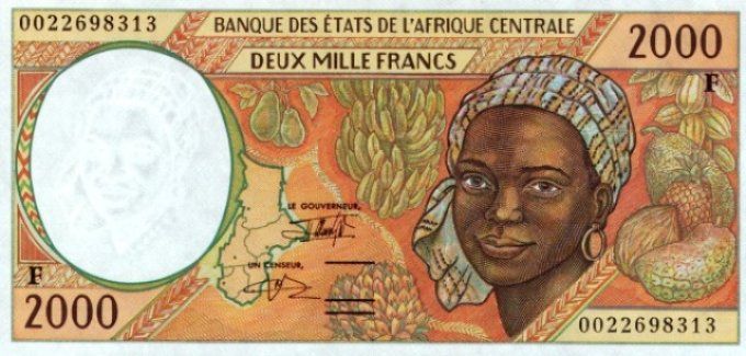 Billet de collection Etats Afrique Centrale Centrafrique 2000 francs année 1999 pick 303f UNC