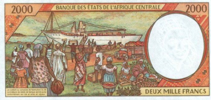 Billet de collection Etats Afrique Centrale Centrafrique 2000 francs année 1999 pick 303f UNC