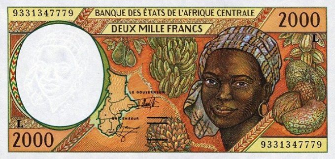 Billet de collection Etats Afrique Centrale Gabon 2000 francs année 1993 pick 403a UNC