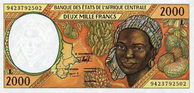 Billet de collection Etats Afrique Centrale Gabon 2000 francs année 1994 pick 403b UNC