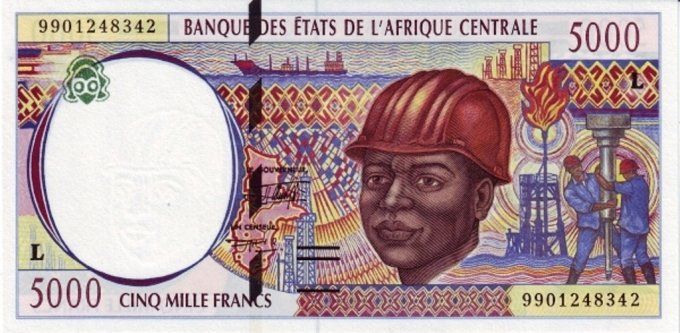 Billet de collection Etats Afrique Centrale Gabon 5000 francs année 1999 pick 404e UNC