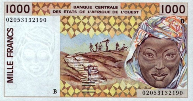 Billet de collection Etats Afrique de l'ouest Bénin 1000 francs année 2002 pick 211m UNC