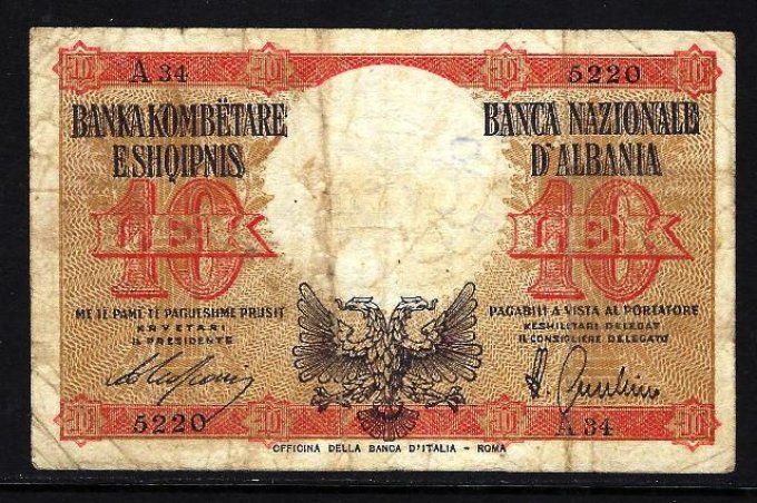 Billet d'Albanie 1940 (2) pick 11 occasion VF