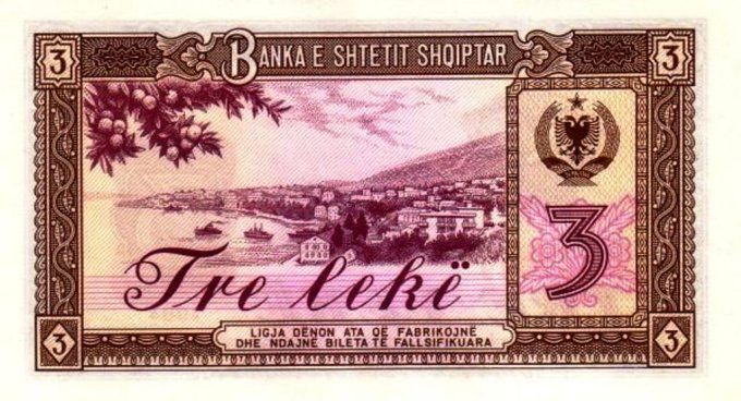 Billet d'Albanie 3 Lekë 1964 pick 34 UNC