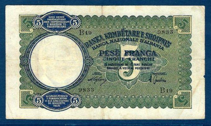 Billet d'Albanie 1939 (3) pick 6 occasion VF