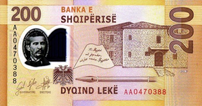 Billet d'Albanie 200 Lekë 2017 pick 76 UNC 