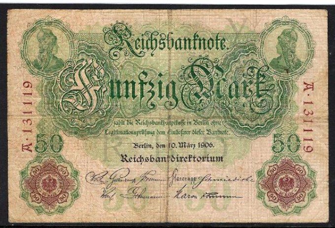 Billet Allemagne 1906 (2) pick 26a occasion Very Fine