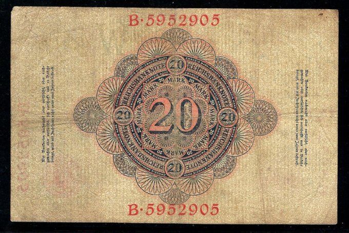 Billet Allemagne 1908 (3) pick 31 occasion Very Fine