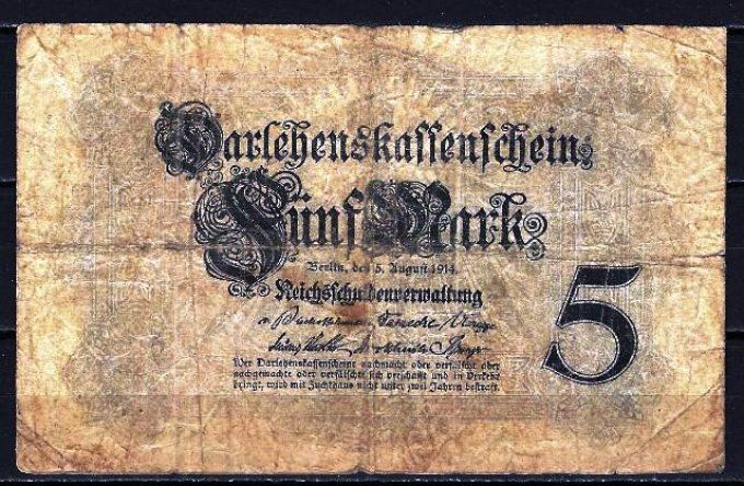 Billet Allemagne 1914 (3) pick 47c occasion Very Fine