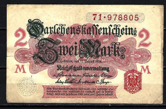 Billet Allemagne 1914 (2) pick 53 occasion Very Fine