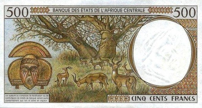 Billet de collection Etats Afrique Centrale Centrafrique 500 francs année 2000 pick 301g UNC