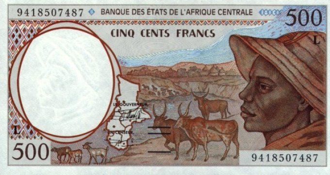 Billet de collection Etats Afrique Centrale Gabon 500 francs année 1994 pick 401b UNC