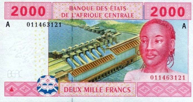 Billet de collection Etats Afrique Centrale Gabon 2000 francs année 2002 pick 408 UNC