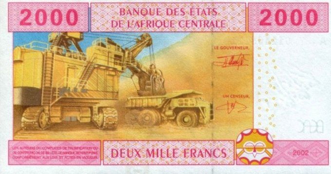 Billet de collection Etats Afrique Centrale Gabon 2000 francs année 2002 pick 408 UNC