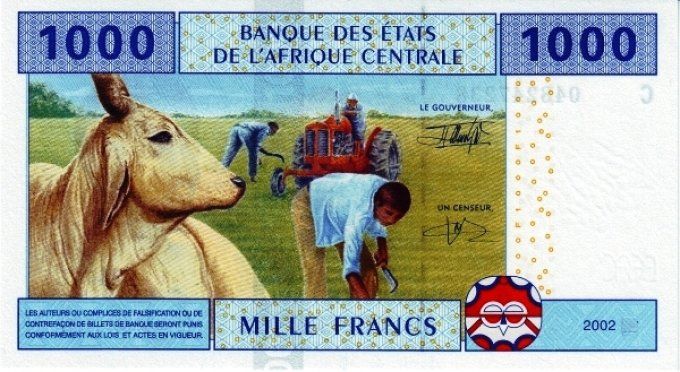 Billet de collection Etats Afrique Centrale Tchad 1000 francs année 2002 pick 607 UNC