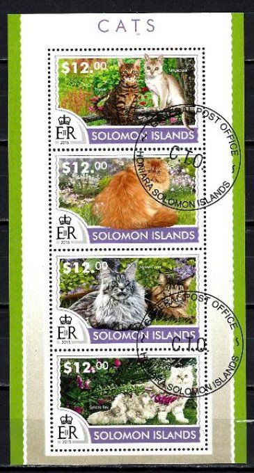 Salomon 2015 (chat39) série complète de 4 timbres oblitérés