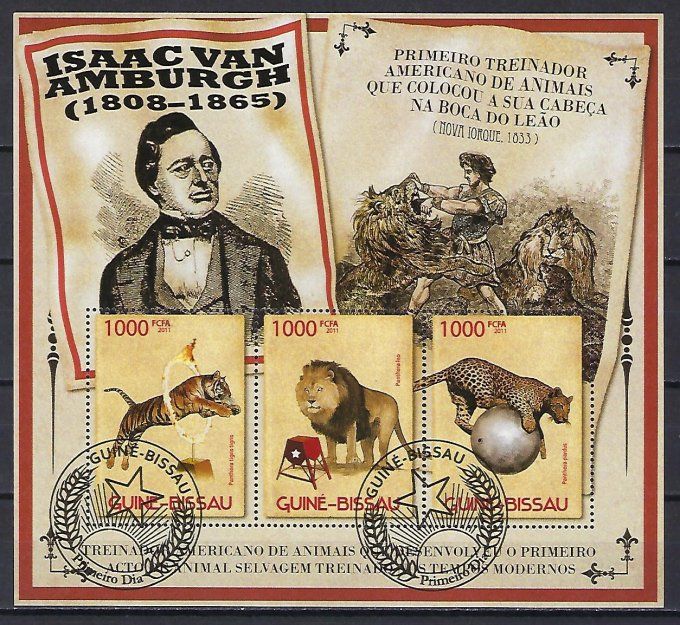 Guinée Bissau 2011 (CIRQ2) Cirque série complète de 3 timbres oblitérés en feuillet