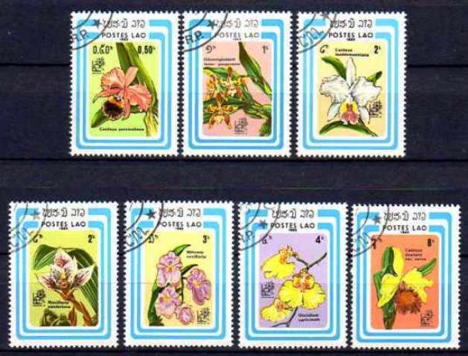 Laos 1985 (FL66) série complète de 7 timbres oblitérés