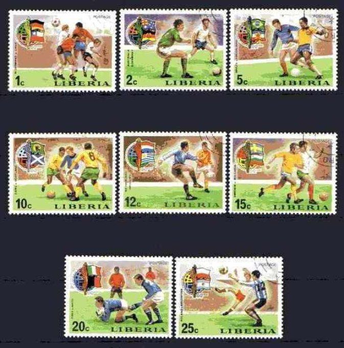 Libéria 1974 (Foot58) série complète de 8 timbres oblitérés