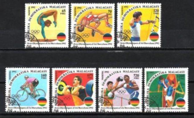 Madagascar 1992 (JOete16) série complète de 7 timbres oblitérés