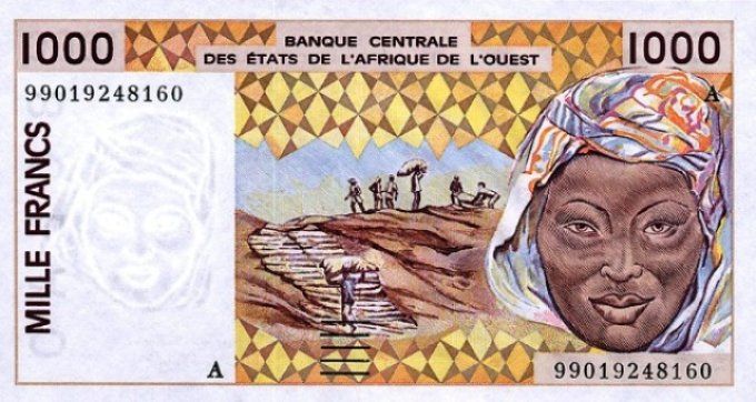 Billet de collection Etats Afrique de l'ouest Côte d'Ivoire 1000 francs année 1999 pick 111i UNC