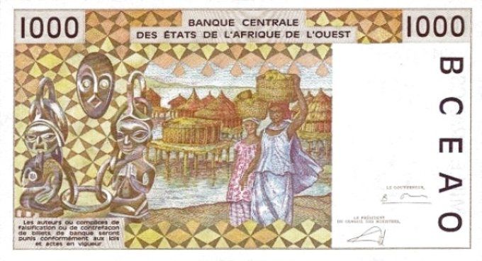 Billet de collection Etats Afrique de l'ouest Côte d'Ivoire 1000 francs année 2002 pick 111k UNC