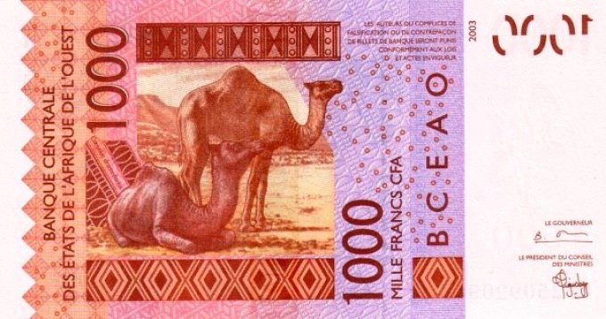 Billet de collection Etats Afrique de l'ouest Côte d'Ivoire 1000 francs année 2003 pick 115a UNC