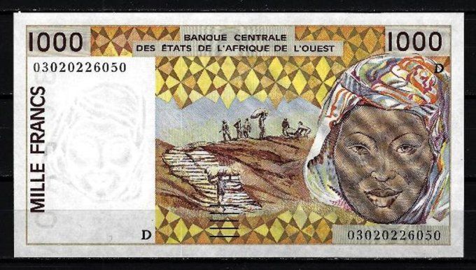 Billet de collection Etats Afrique de l'ouest Mali 1000 francs année 2003 pick 411m UNC