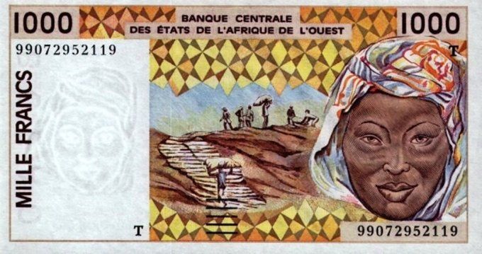 Billet de collection Etats Afrique de l'ouest Togo 1000 francs année 1999 pick 811i UNC 