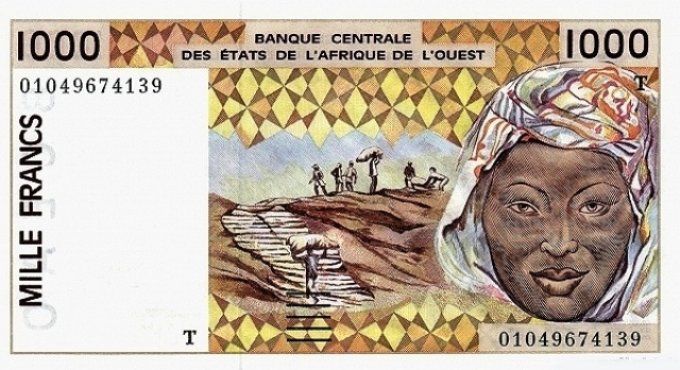 Billet de collection Etats Afrique de l'ouest Togo 1000 francs année 2001 pick 811k UNC