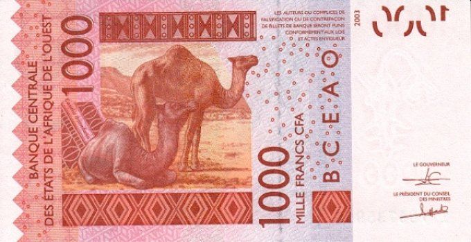 Billet de collection Etats Afrique de l'ouest Togo 1000 francs année 2017 pick 815q UNC 