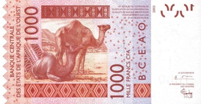 Billet de collection Etats Afrique de l'ouest Togo 1000 francs année 2004 pick 815b UNC