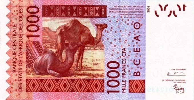 Billet de collection Etats Afrique de l'ouest Togo 1000 francs année 2003 pick 815a UNC