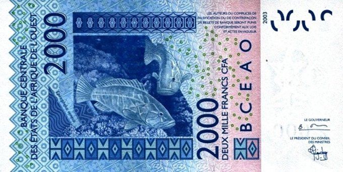 Billet de collection Etats Afrique de l'ouest Togo 2000 francs année 2003 pick 816a UNC