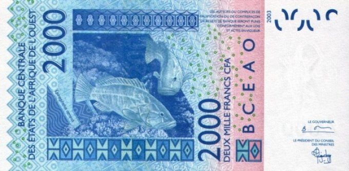 Billet de collection Etats Afrique de l'ouest Togo 2000 francs année 2004 pick 816b UNC