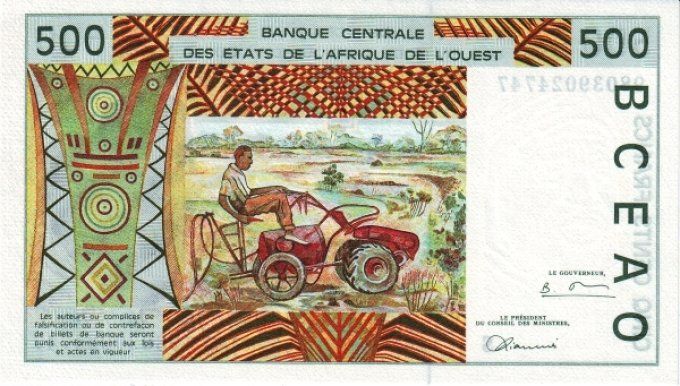 Billet de collection Etats Afrique de l'ouest Guinée Bissau 500 francs année 1998 pick 910c UNC